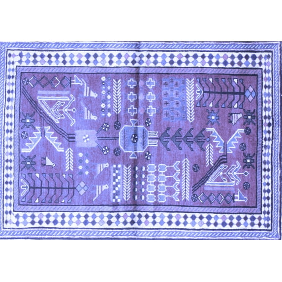 Ahgly Company Machine Washable Indoor Rectangle Animal Blue Traditional Area Rugs, 2' x 3'