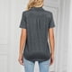 thumbnail image 4 of Camiseta de Mujer Color Puro Solapa Manga Corta Cuello en V Casual Verano para Oficina en casa Compras Actividades al Aire Libre, 4 of 6