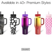Coldest Tumbler with Handle and Straw - 100% Leak Proof Insulated Tumbler with Lid and Straw (3 Lids) - Stainless Steel Tumblers for Women & Men - Cup Holder Friendly Base, 36 oz (Stealth Black)