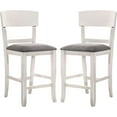thumbnail image 4 of White Solidwood Unique Frame Padded Seat Set of 4 Counter height Chairs Light Gray Fabric Cushion Seat Dining Room Furniture, 4 of 8