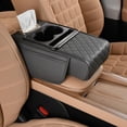 thumbnail image 1 of 5-in-1 Car Armrest Storage Box, PU Leather Console Organizer with Cup & Phone Holder, Tissue Slot & Side Pockets for Most Sedans, 1 of 9