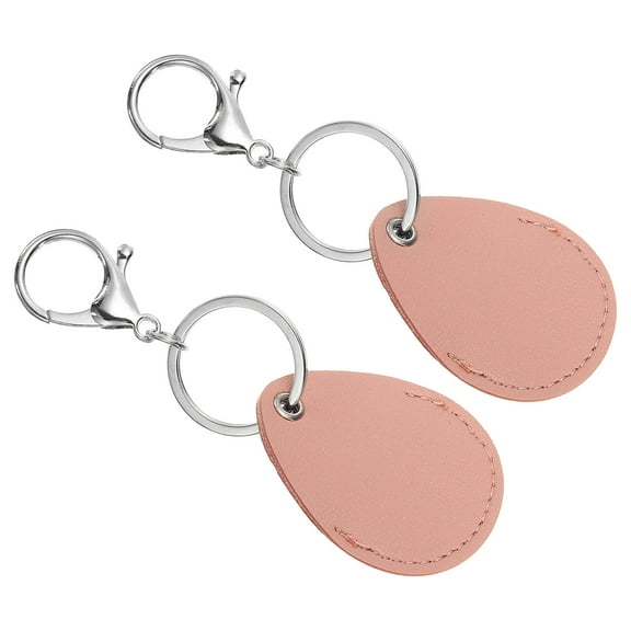 Uxcell Leather Key Fob, 2 Pack PU Leather Key Fobs Key Chain Holder for ID Key Cards, Pink