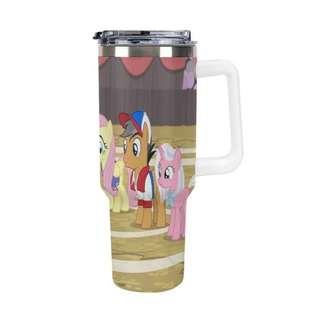 

My Li_ttle Pon_y Anima Large Capacity Car Cup Stainless Steel Travel Mug Leak-Proof Tumbler with Handle And Straw Suitable for Men And Women 40oz