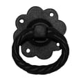 thumbnail image 5 of Black Wrought Iron Gate Floral Ring Turn Latch Lock Set 6" Latch Pull Catch Renovator's Supply, 5 of 11