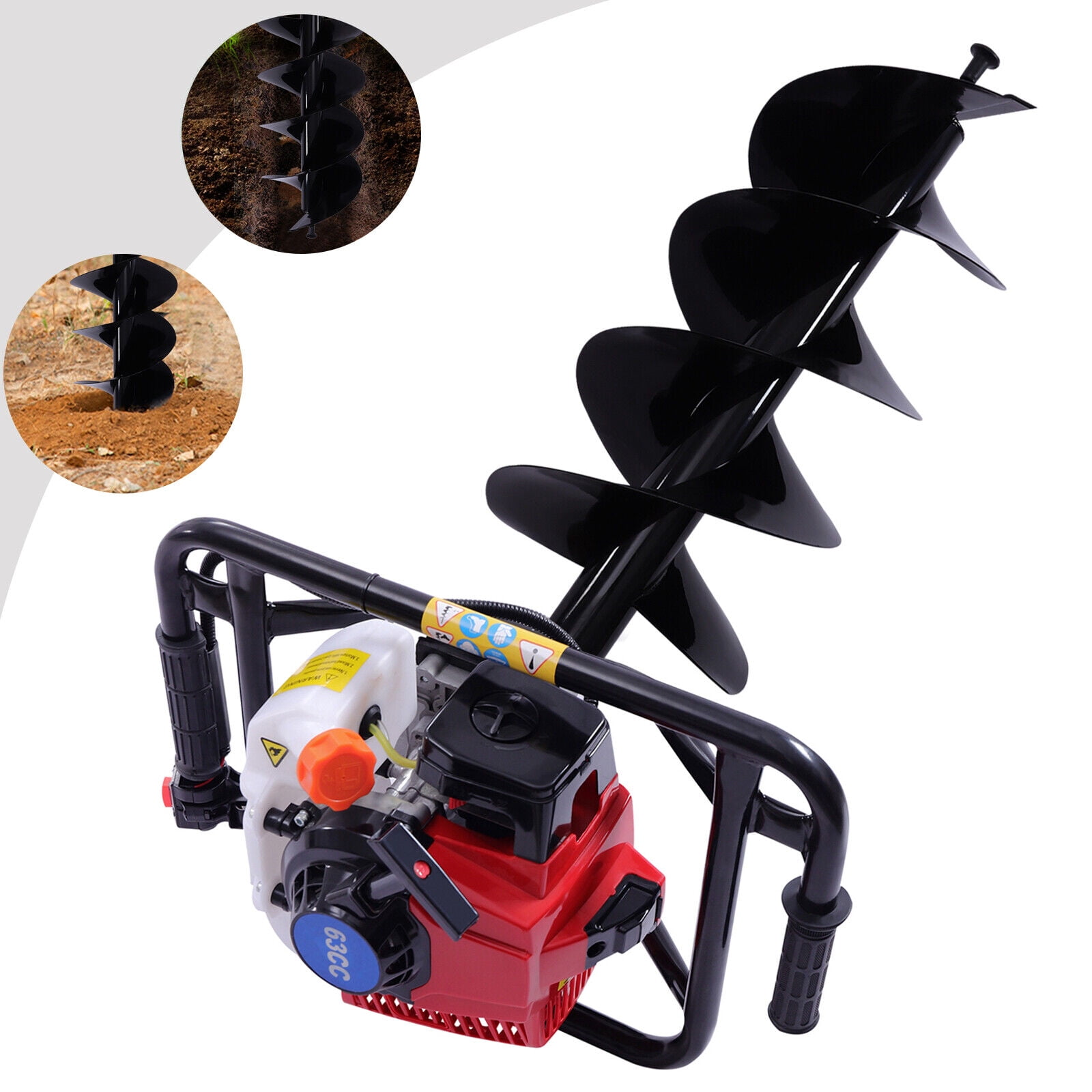 Denest 63cc Manual Hand Garden Planting Pole 3hp Gas Powered Earth Auger Hole Digger Borer With