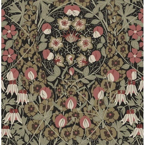 NextWall Ebony & Red Clay Tulip Garden Peel and Stick Wallpaper