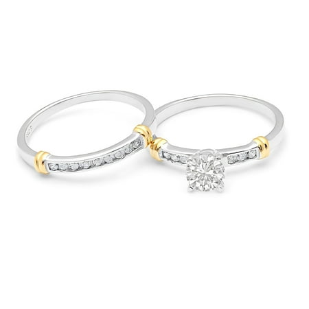 Abigail Wedding Ring Set for Women Engagement Ring Sterling Silver CZ Ginger Lyne Collection