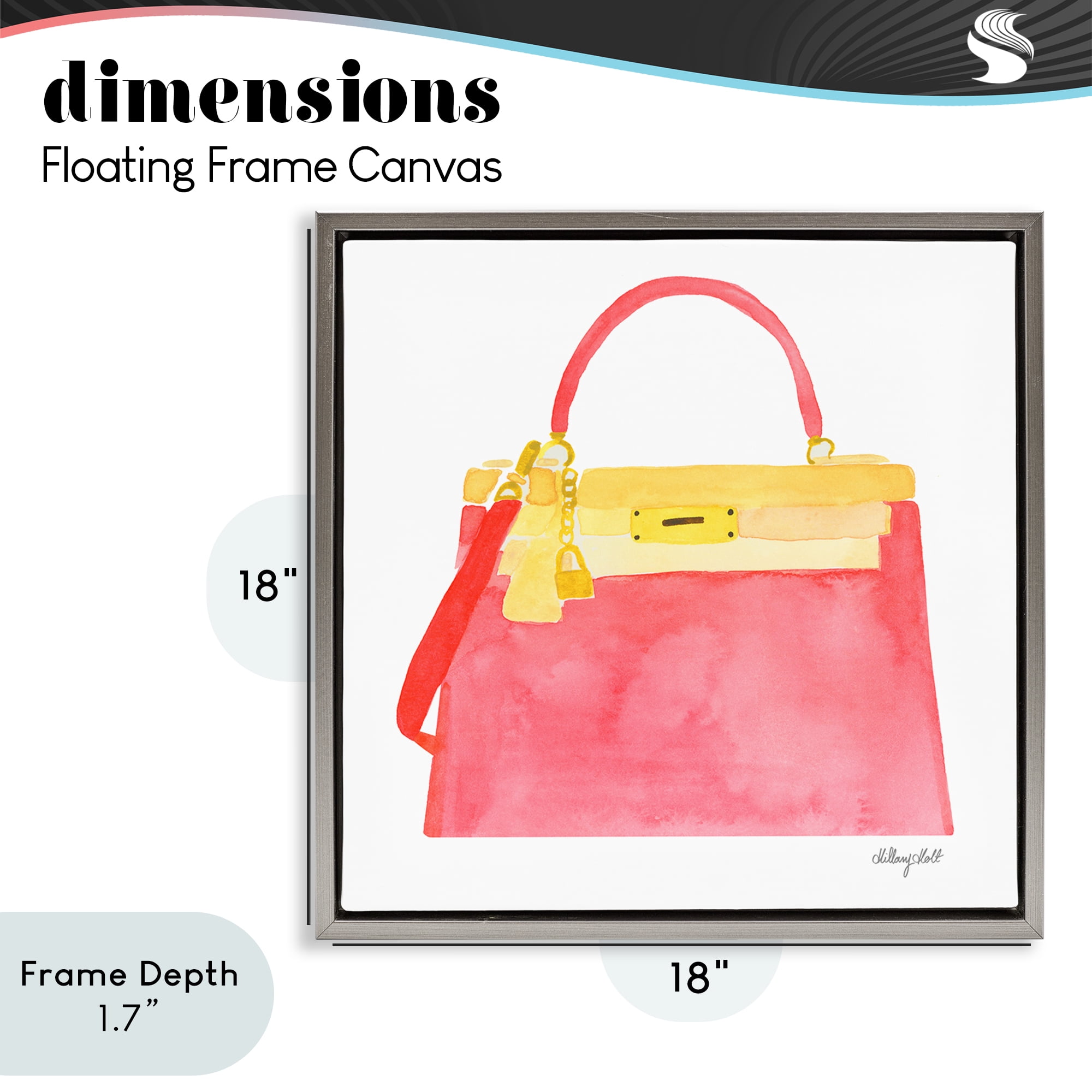 Stupell Industries Elegant Coral Handbag Gray Framed Floater Canvas Wall Art, design by Hillary Holt
