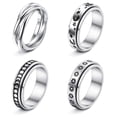 thumbnail image 3 of Anillos de boda y compromiso Qarigey Acero inoxidable 4 unids/set Tamaño 10, 3 of 6