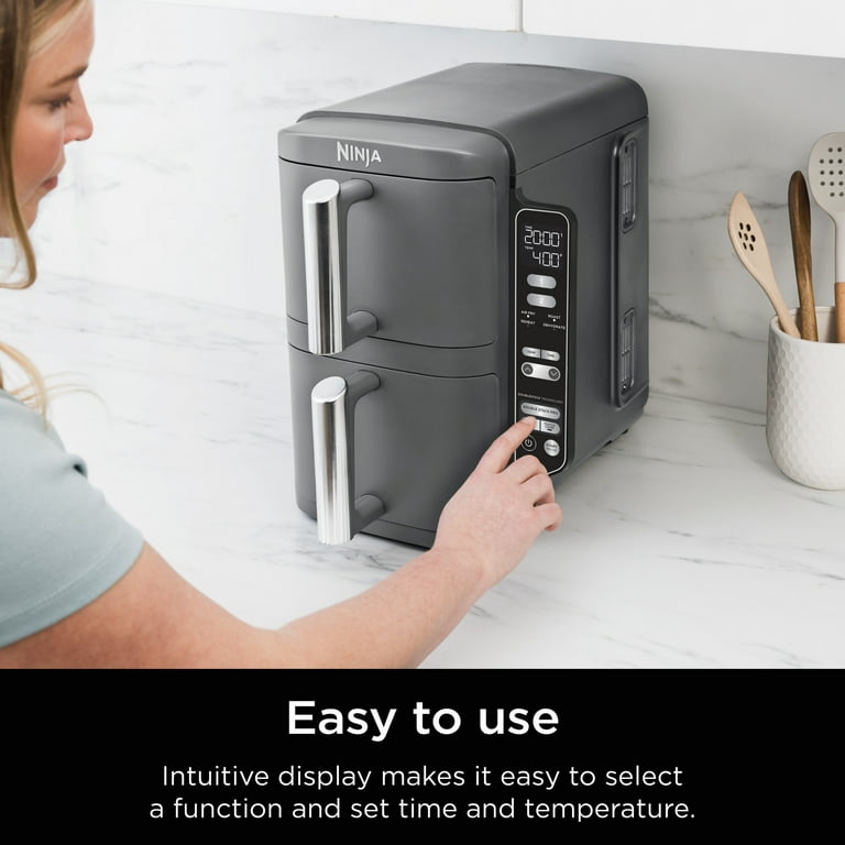 Ninja DoubleStack XL 10 QT 4 in 1 2 Basket Air Fryer Space Saving Design Walmart