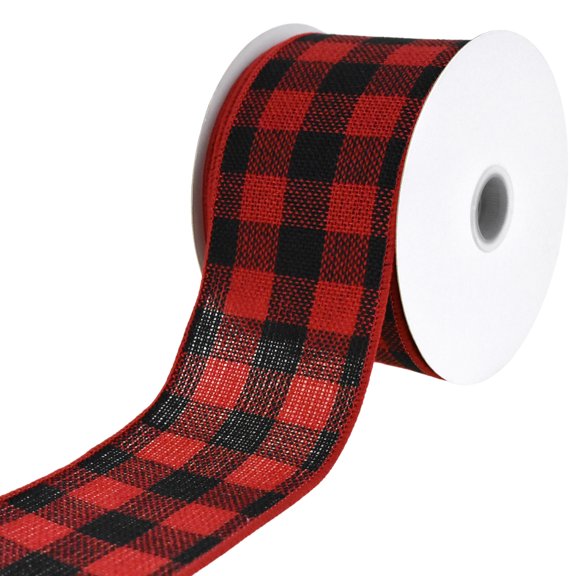Christmas Buffalo Checkered Wired Ribbon, 2-1/2-Inch, 10-Yard, Red/Black