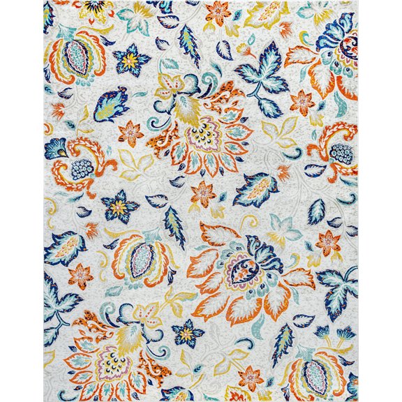 Tayse Generation Area Rug GEN1401 Transitional Ivory Bulbs Scrolls 7' 10" x 10' 3" Rectangle