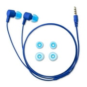 onn Blue Wired Earphones with Microphone and Silicone Ear Tips