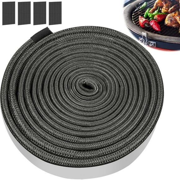 SHIQI-150+10 Inches Wire Mesh Gasket Kit Fit for Kamado Joe Grill Classic High Temp Fiberglass Gasket Replacement Kit for Large Big Green Egg BBQ Smoker Seal Accessories Self Stick Felt