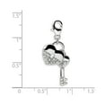 thumbnail image 2 of 925 Sterling Silver Solid Polished Fancy Lobster Closure Cubic Zirconia Love Heart and Key With Lobster Clasp Charm 33x1, 2 of 2