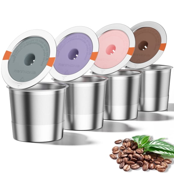Cápsulas de café reutilizables RETHONE de acero inoxidable K Cup (paquete de 4)