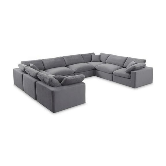 Meridian Furniture Comfy Grey Velvet 8-Pc. Modular Sectional