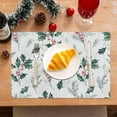 thumbnail image 3 of Christmas Place Mats Set of 6 Christmas Red Berry Green Leaf Decoration Table Mat Holiday Home Kitchen Table Mat Decoration 12x18 Inch, 3 of 6