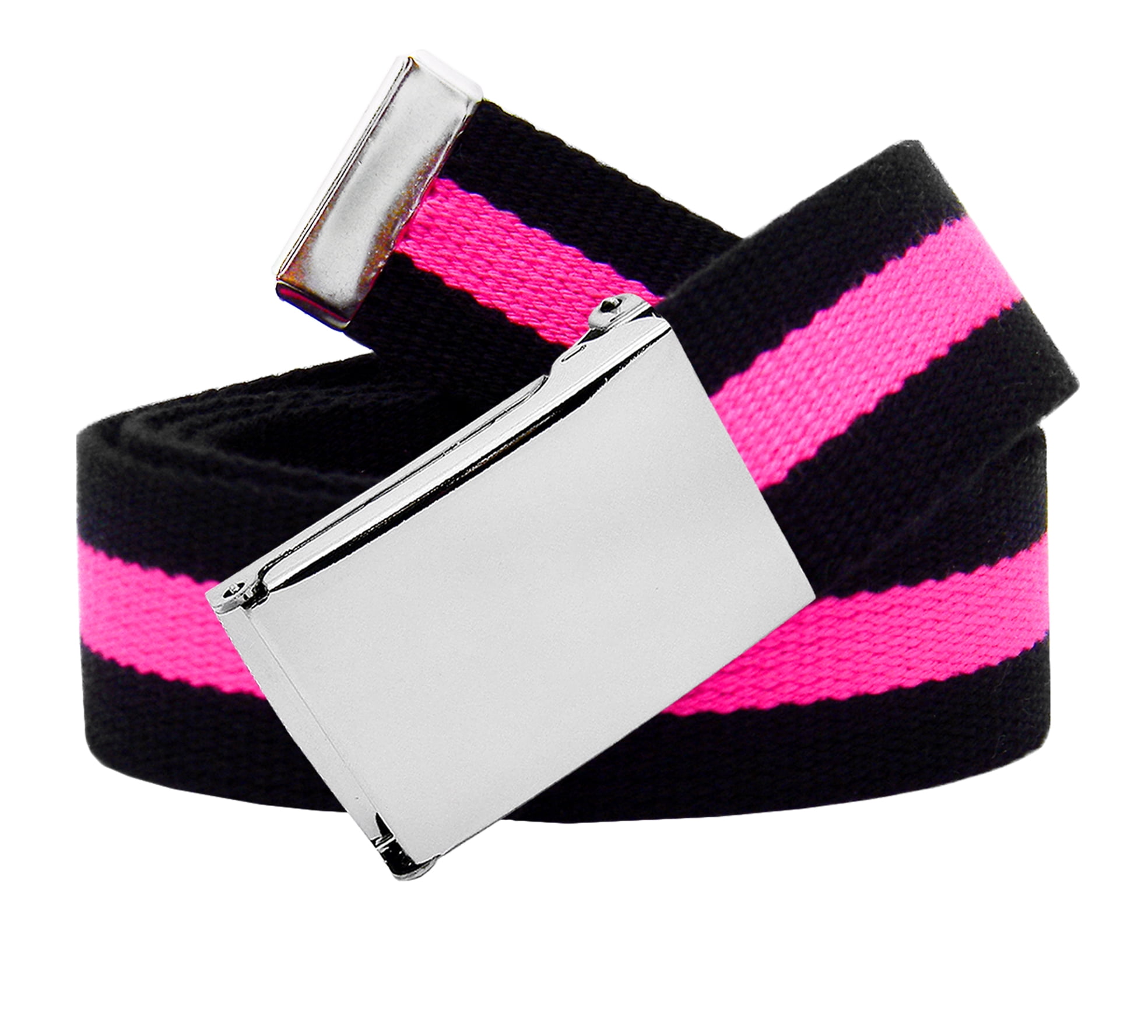 Boys School Uniform Silver Flip Top Military Belt Buckle with Canvas