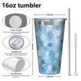 thumbnail image 4 of 16oz Tumblers Light Blue Christmas Snowflake Pattern Stainless Steel Vacuum Insulated Double Wall Travel Tumbler Cups Mug with Lid and Straw,Cleaning Brush for Coffee,Tea, 4 of 4