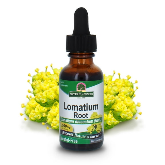 Nature’s Answer Lomatium Root Extract 1,000 mg, Immune & Wellness Support, Alcohol-Free Liquid Herbal Supplement, 1 fl oz