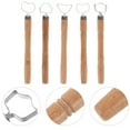 thumbnail image 3 of Wood and Metal Clay Tools for Sculpting and Pottery Craft Projects with Coffee Color and Unique Design 5 Pieces, 3 of 9