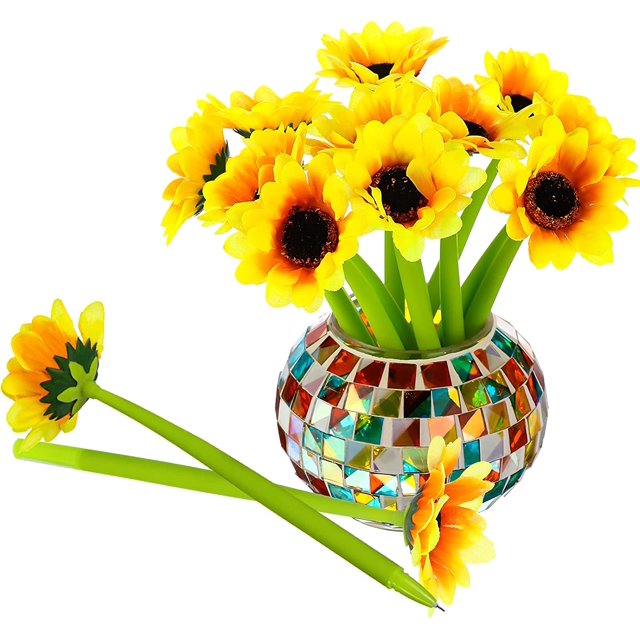 Pluma plástica del girasol de la flor falsa 16pcs Fokelyi ZJWJ006