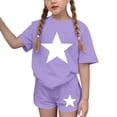 thumbnail image 7 of Girls Summer Outfits 2 Piece Clothes Solid Color Short Sleeve Top and Casual Short Sets Activewear Purple 4-5Years, 7 of 7