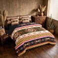thumbnail image 2 of Manfei Damask Floral Full Size Bedding Sets, Baroque Flower Full Size Bed in a Bag, Orange and Beige, Black Reversible 7 Pieces, 2 of 6