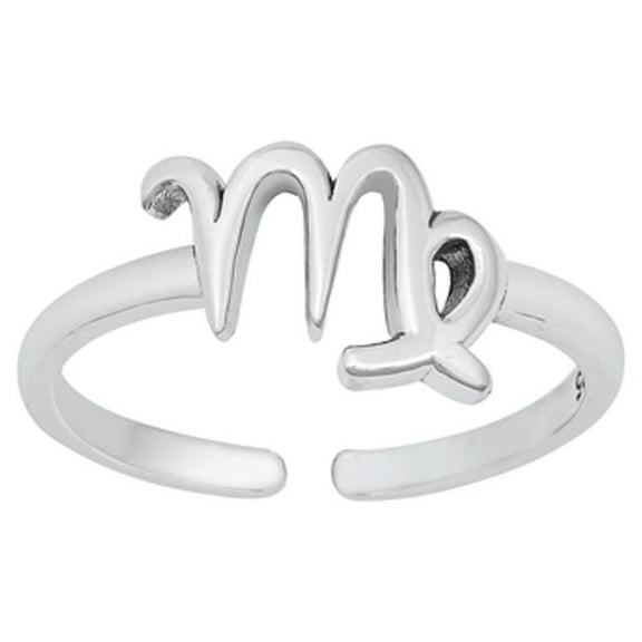 Sterling Silver Virgo Sign Zodiac Toe Ring Adjustable Midi Band 925 New Jewelry Female Unisex