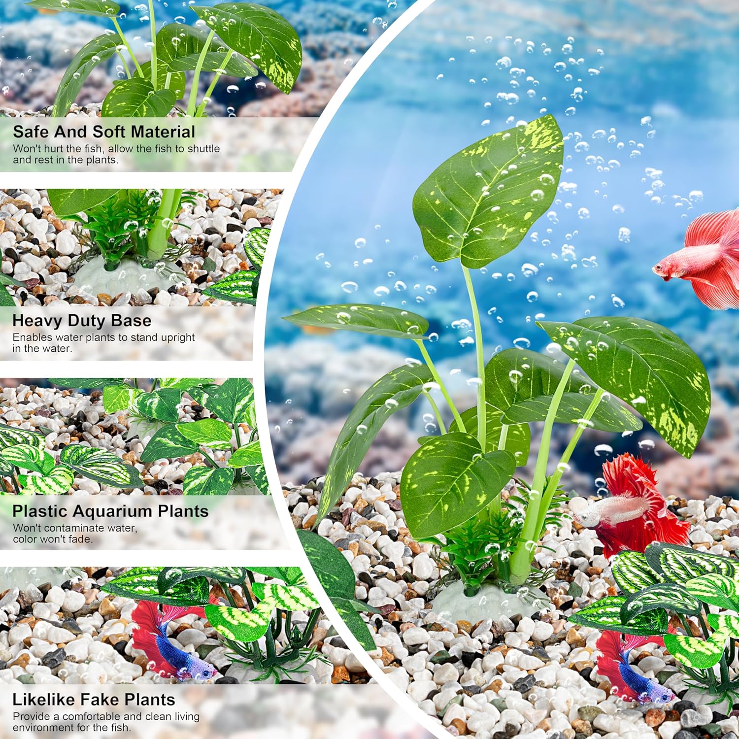 Betta Fish Tank Decor, Silk Aquarium Plants for Aquarium and Fish Tank Decoration