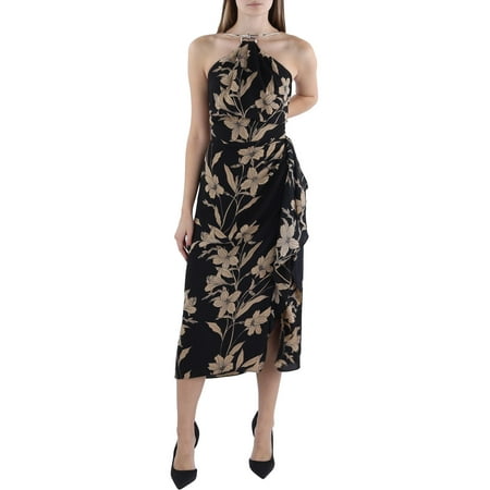 Lauren Ralph Lauren Womens Floral Print Midi Halter Dress