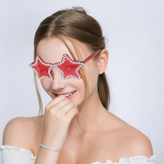 FRCOLOR Rhinestone-studded Star Shaped Sunglasses For Women Stylish Sunglasses Beach Party Decorative Star Shape Glasses Decoration Rimless Star Sunglasses