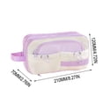 thumbnail image 3 of Purple Large Capacity Multi Layer Pencil Case For Students Office With Color Block Design Fabric Storage Bag 8.3X6.7X2.7 Inch Purple, 3 of 7