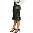 thumbnail image 4 of INSPIRE CHIC Women's Elastic High Waist Ruffle High Low Hem Polka Dots Midi Skirt XS Black, 4 of 7