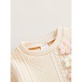 thumbnail image 3 of Baby Girl 2Pcs Fall Outfits Long Sleeve 3D Flower Split Tops + Pants Set Toddler Clothes, 3 of 5