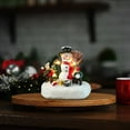 thumbnail image 4 of Resin Illuminated Desktop Ornament Featuring Festive Snowmen and Children in Warm Seasonal Scene, 4 of 5