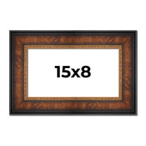 15x8 Frame Brown Walnut Gold Ornate Trim Solid Wood Plein Air Picture Frame | 3 Inch Moulding Width