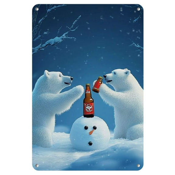 1pc, Polar Bear & Cola - 8x12in Iron Wall Art Sign - Vintage Style - For Home, Bar, Cafe, or Garage Decor - Unique Gift for Art Lovers