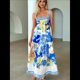 thumbnail image 5 of Vestido Bohemio Floral Y2K Sin Mangas para Mujer, Estampado con Tirantes Finos, Corte en A, para Vacaciones y Playa. Azul L, 5 of 10