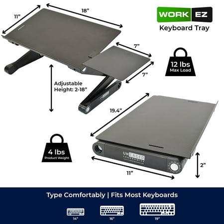Uncaged Ergonomics - WorkEZ Keyboard Tray - Black