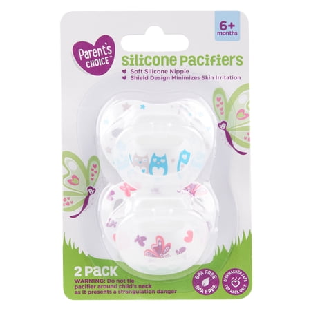 (4 pack) (4 Pack) Parent's Choice Silicone Orthodontic Pacifiers, 6+ Months - 2 Counts