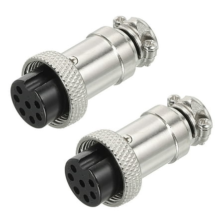 Uxcell Aviation Connector GX16 7 Pins 16mm Silver Female Wire Panel Docking Connector 2 Pack