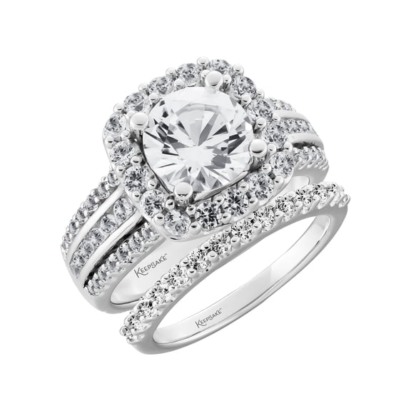 Keepsake Sterling Silver Created White Sapphire Women's Bridal Set