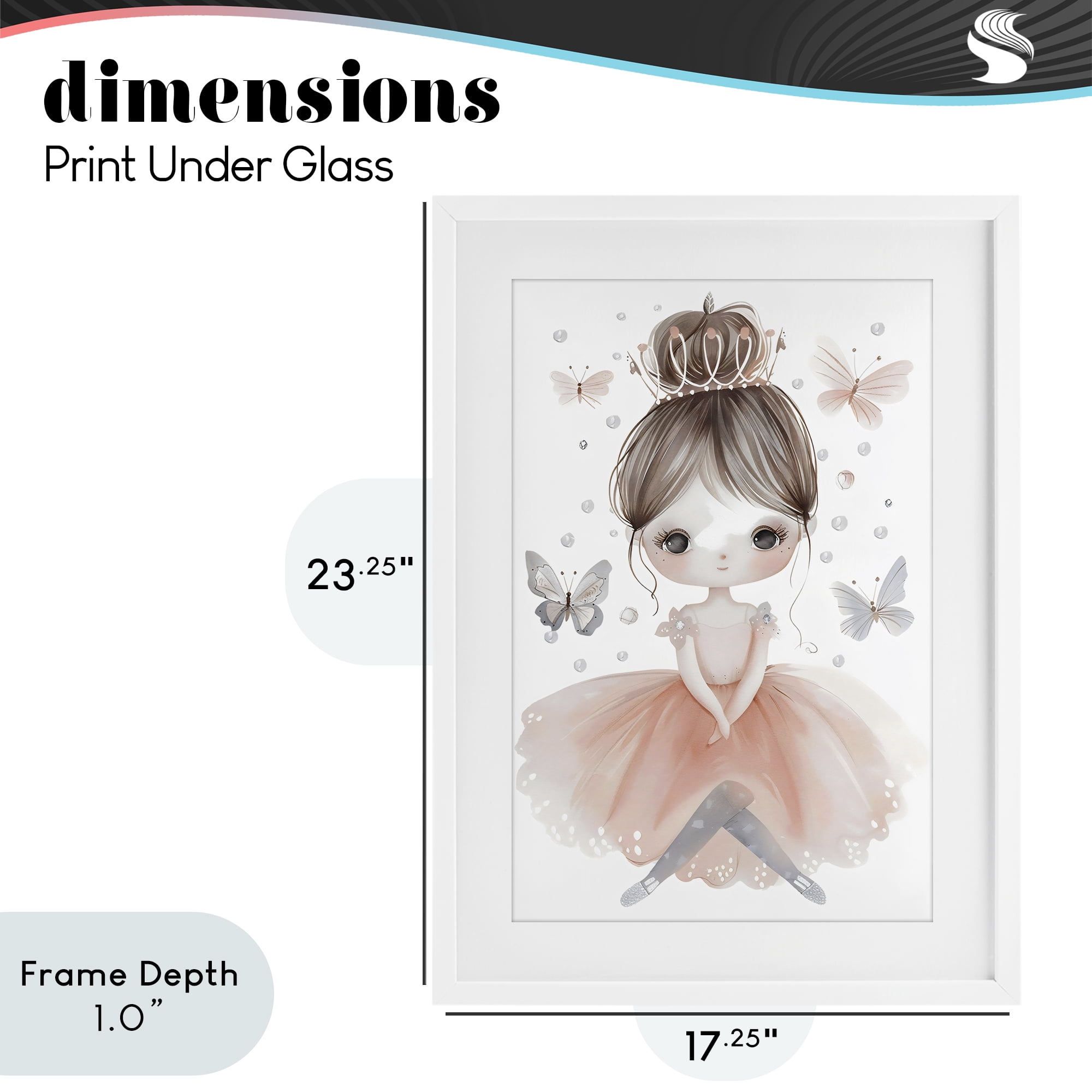 Stupell Industries Sweet Butterfly Fairytale Princess White Framed Print Under Glass, design by Creative Studio
