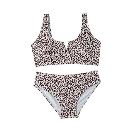 

Gubotare Toddler Summer Girls Leopard Print V Neck Big Child Swimsuit Beach Bathing Suit Cute Hot Spring Girls Swim Suits12/14 Yellow 5-6 Years