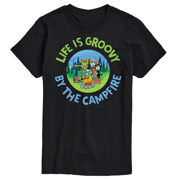 Pete The Cat - Life Is Groovy By The Campfire - Men's Short Sleeve Graphic T-Shirt