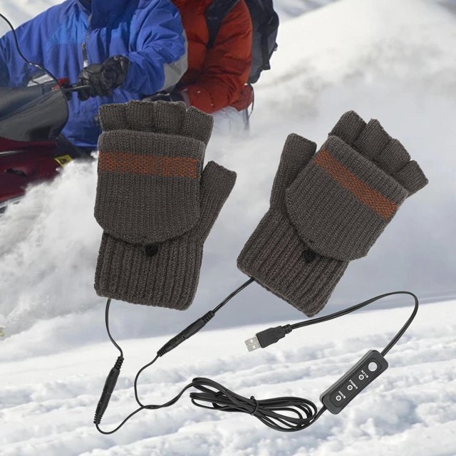 Guantes de calefacción USB con cubierta para los dedos Guantes de computadora portátil de doble cara para escribir Unisex café de un lado Colcomx Guantes calefactados