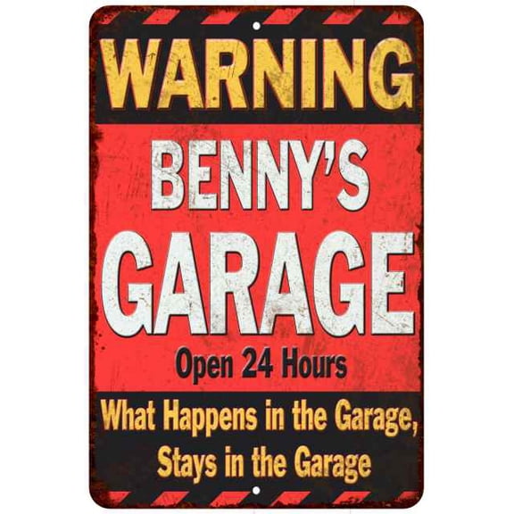 BENNY'S Garage Warning Man Cave Wall Décor 8x8 x 12 Matte Finish Metal 108120030385