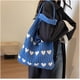 thumbnail image 2 of Bolso de hombro tejido con estamp de corazones, Bolsas de amor de punto estético Y2k, Lindo bolso hobo para mujer, Bolsa de mano de gran capacidad (C,One Size), 2 of 3